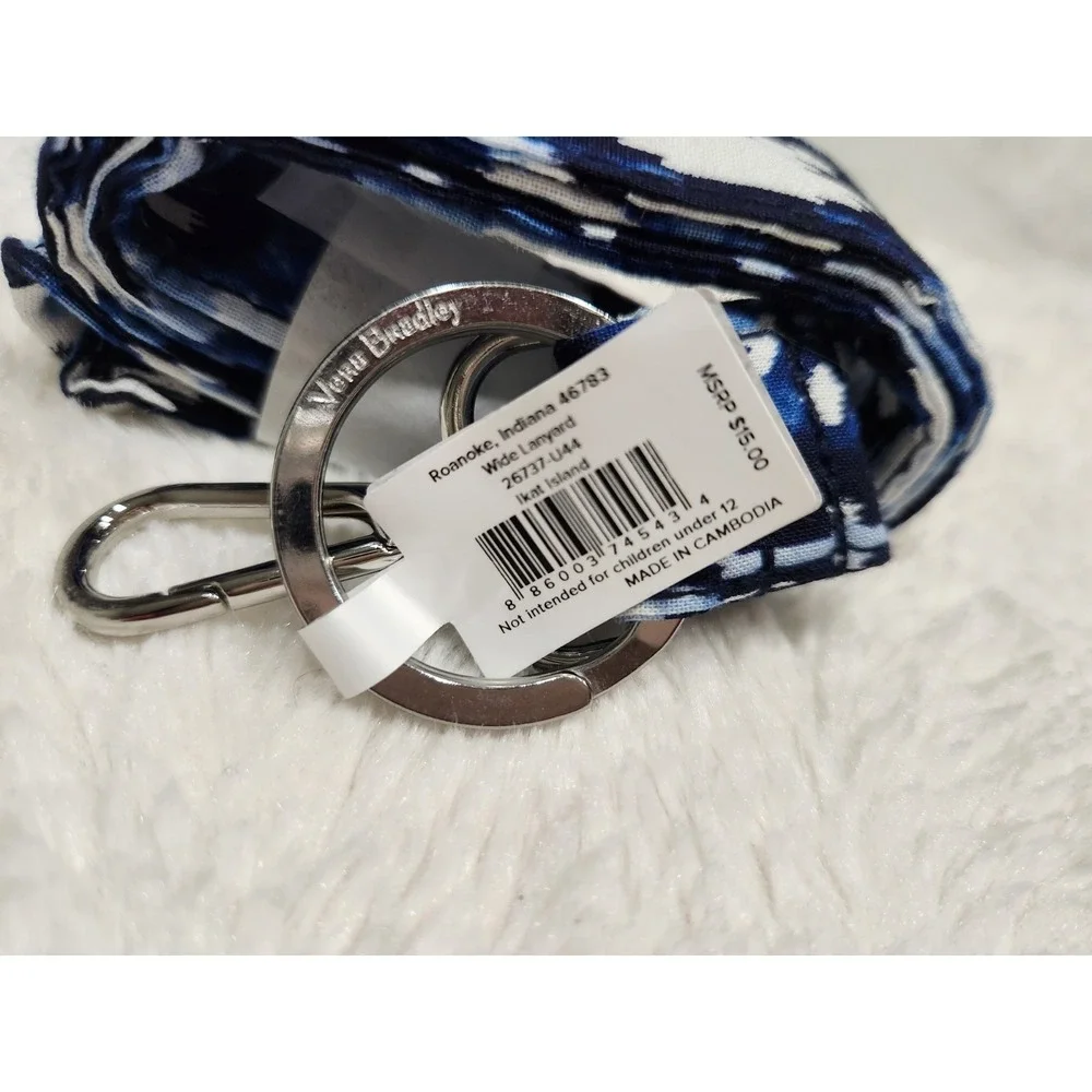Vera Bradley Wide Lanyard Ikat Island Blue White New With Tags NWT
